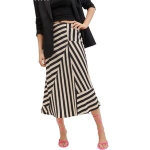 Mango Striped Midi Skirt Large